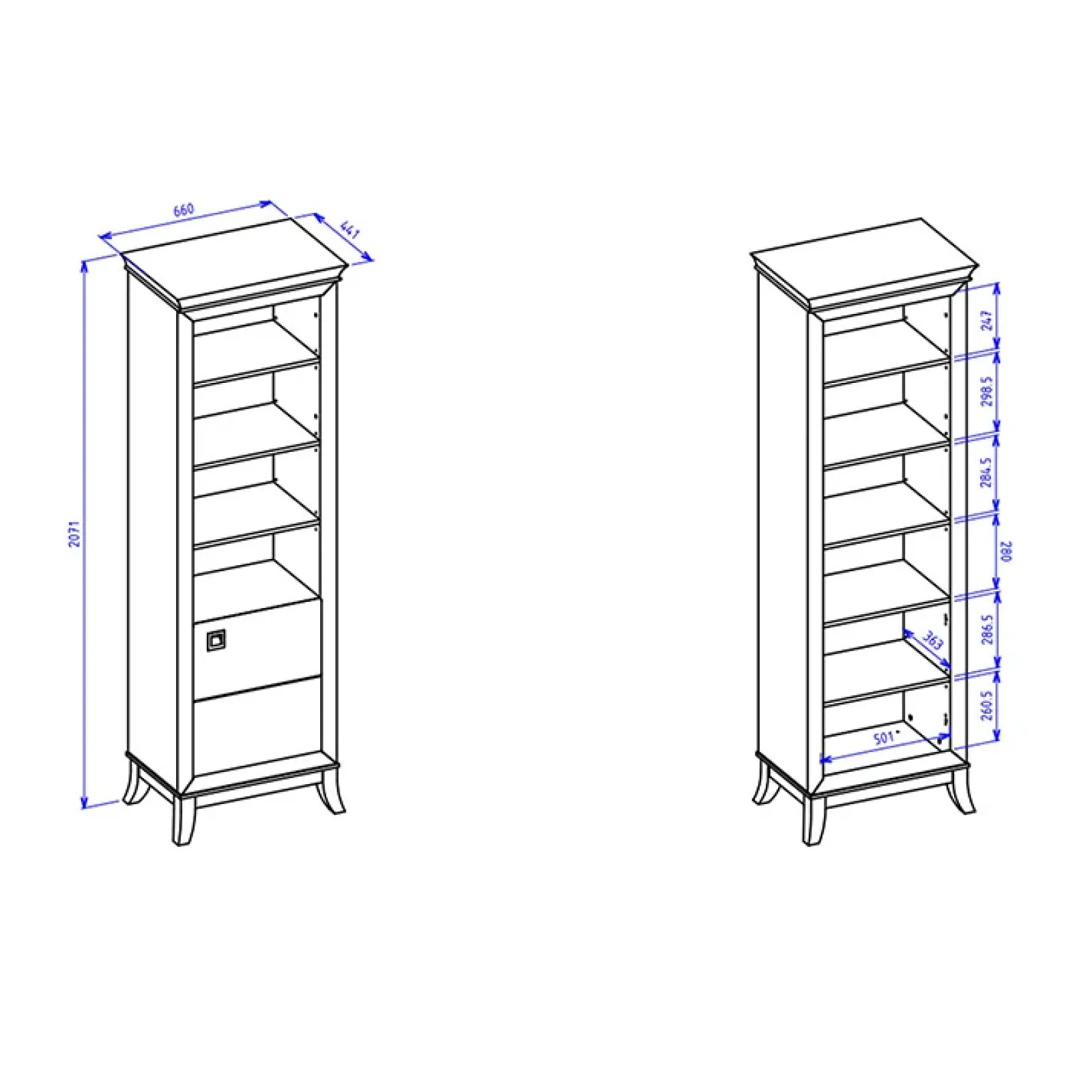 Garnero Arredamenti Librerie Ufficio|Librerie-Libreria 66x207h cm 4 ripiani moderna bianco lucido rovere scuro Umag Bianco Lucido - Wengè