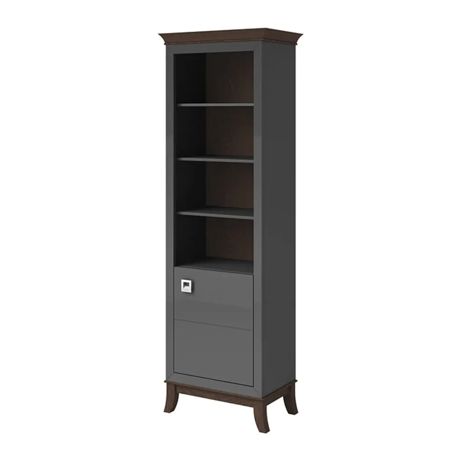 Garnero Arredamenti Librerie Ufficio|Librerie-Libreria 66x207h cm 4 ripiani moderna antracite lucido rovere scuro Umag Antracite - Wengè