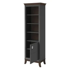 Garnero Arredamenti Librerie Ufficio|Librerie-Libreria 66x207h cm 4 ripiani moderna antracite lucido rovere scuro Umag Antracite - Wengè
