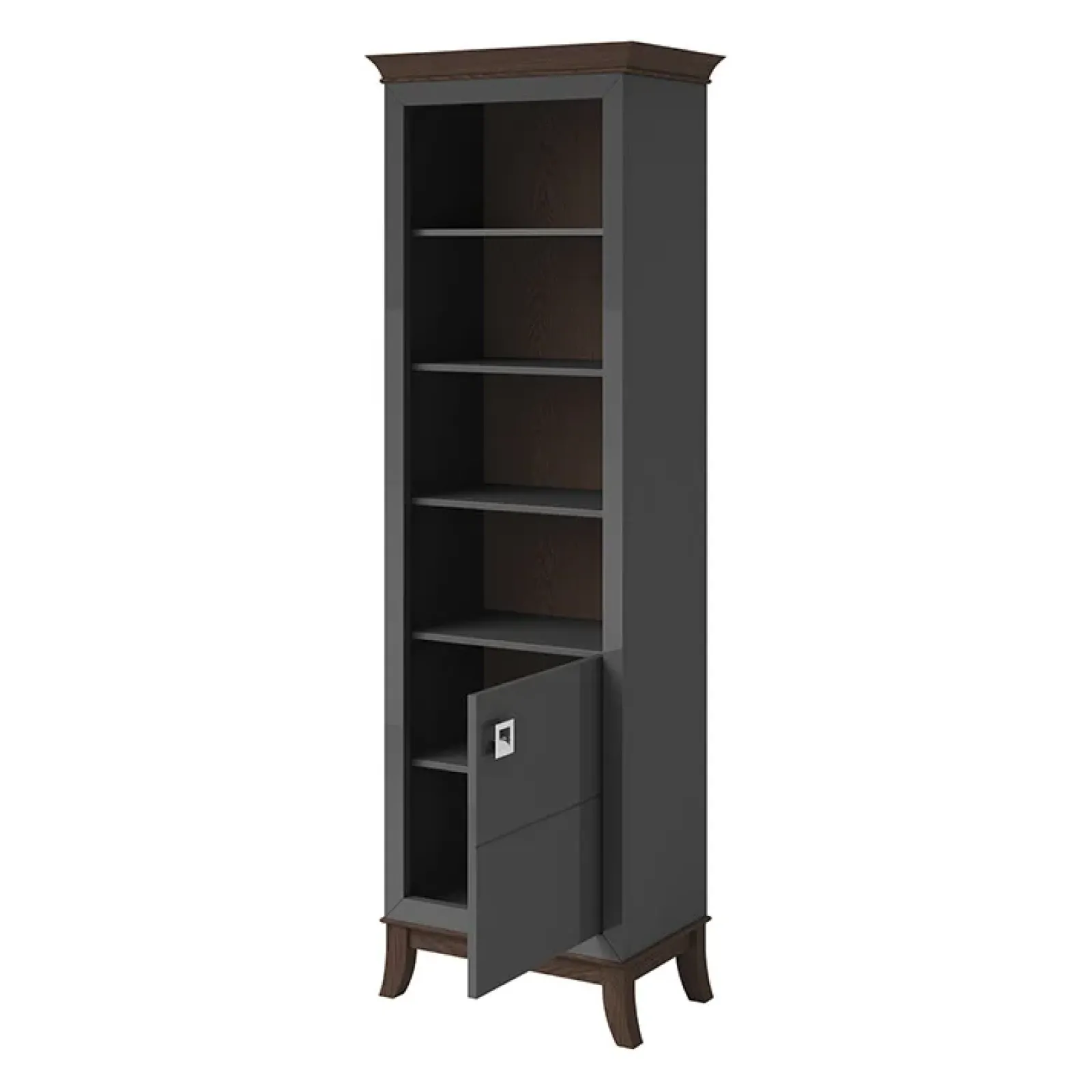 Garnero Arredamenti Librerie Ufficio|Librerie-Libreria 66x207h cm 4 ripiani moderna antracite lucido rovere scuro Umag Antracite - Wengè