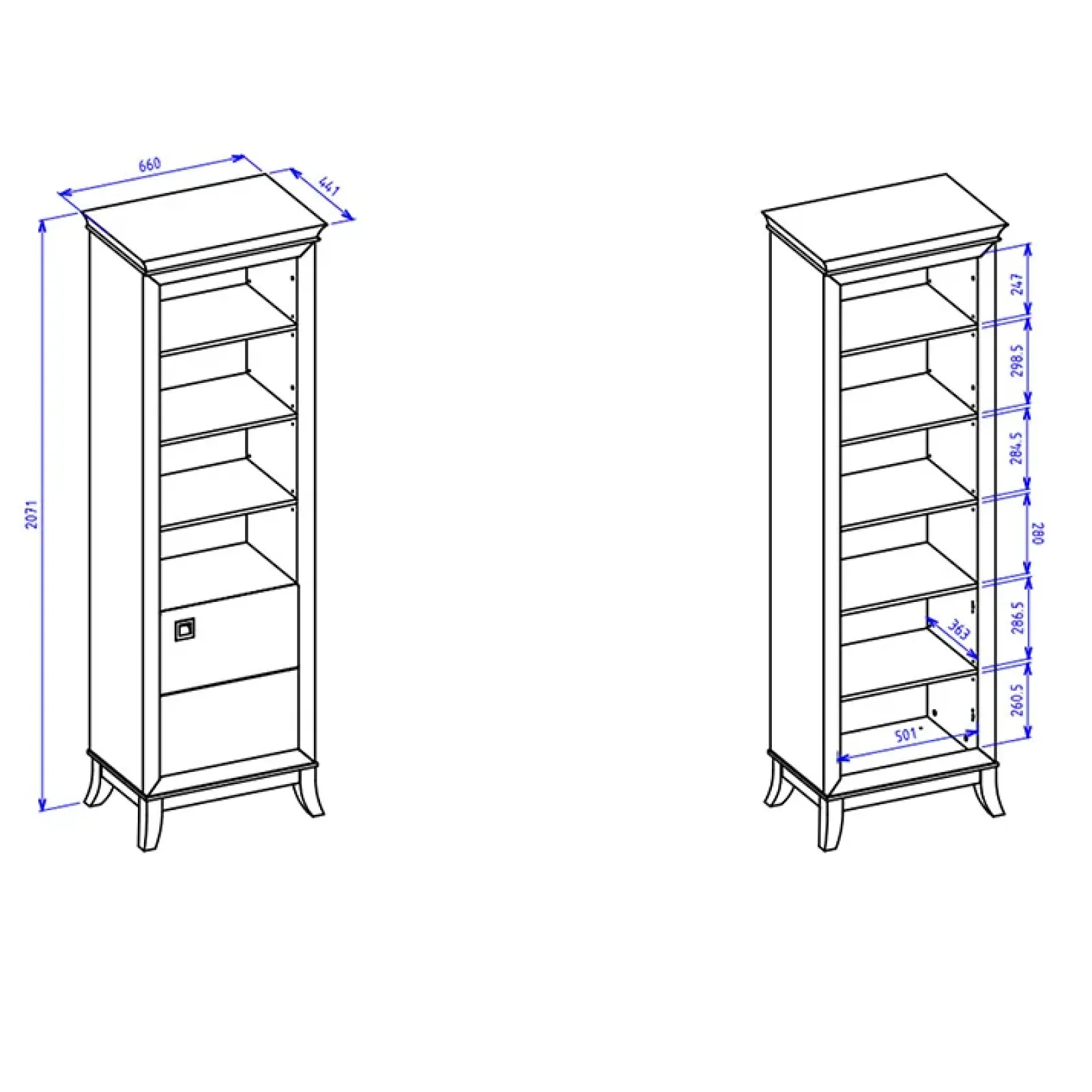 Garnero Arredamenti Librerie Ufficio|Librerie-Libreria 66x207h cm 4 ripiani moderna antracite lucido rovere scuro Umag Antracite - Wengè