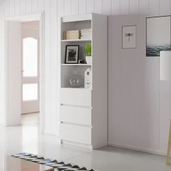 Garnero Arredamenti Librerie|Librerie-Libreria 60x180h cm 3 vani a giorno 3 cassetti moderna bianco Sterling Bianco Opaco