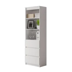 Garnero Arredamenti Librerie|Librerie-Libreria 60x180h cm 3 vani a giorno 3 cassetti moderna bianco Sterling Bianco Opaco