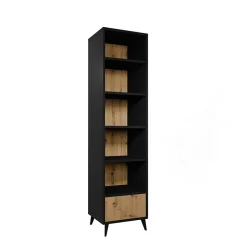 Garnero Arredamenti Librerie|Librerie-Libreria 50x192h cm 5 vani a giorno 1 cassetto rovere nero Hans