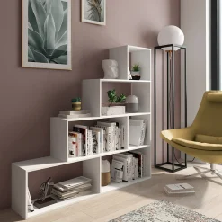 Garnero Arredamenti Librerie Ufficio|Librerie-Libreria 145x143h cm a giorno moderna design bianco opaco Katy
