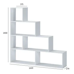 Garnero Arredamenti Librerie Ufficio|Librerie-Libreria 145x143h cm a giorno moderna design bianco opaco Katy