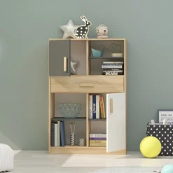 Garnero Arredamenti Armadio Cameretta-Libreria 80x120h cm con cassetto cameretta rovere antracite Chiaretto