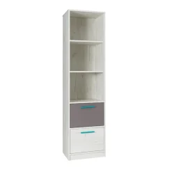 Garnero Arredamenti Armadio Cameretta|Librerie-Libreria 50x195h cm con cassetti bianco pino grigio blu Maya Gihome®