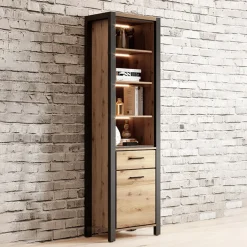 Garnero Arredamenti Librerie Ufficio|Librerie-Libreria 55x200h cm design industrial quercia nero opaco Neive