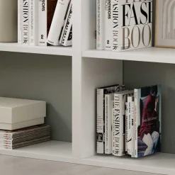 Garnero Arredamenti Librerie Ufficio|Librerie-Libreria 180x180h cm moderna bianco opaco e rovere natura Aline 2 Bianco Opaco - Rovere