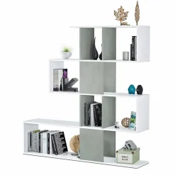 Garnero Arredamenti Librerie Ufficio|Librerie-Libreria 145x145h cm moderna bianco opaco cemento Snake Bianco Opaco - Cemento