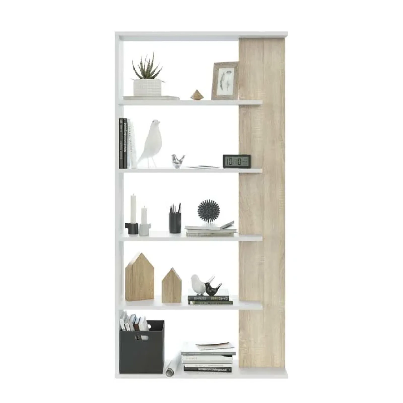 Garnero Arredamenti Librerie Ufficio|Librerie-Libreria 90x180h cm moderna bianco opaco rovere Elira Bianco Opaco - Rovere