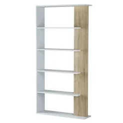 Garnero Arredamenti Librerie Ufficio|Librerie-Libreria 90x180h cm moderna bianco opaco rovere Elira Bianco Opaco - Rovere