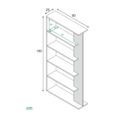 Garnero Arredamenti Librerie Ufficio|Librerie-Libreria 90x180h cm moderna bianco opaco rovere Elira Bianco Opaco - Rovere