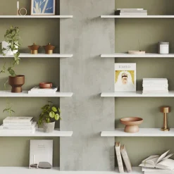 Garnero Arredamenti Librerie Ufficio|Librerie-Libreria 270x180h cm moderna design bianco opaco cemento Biblio Aline 3 Bianco Opaco - Cemento