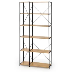 Garnero Arredamenti Librerie Ufficio|Librerie-Libreria 90x190h cm moderna industrial nero rovere sonoma Lorez