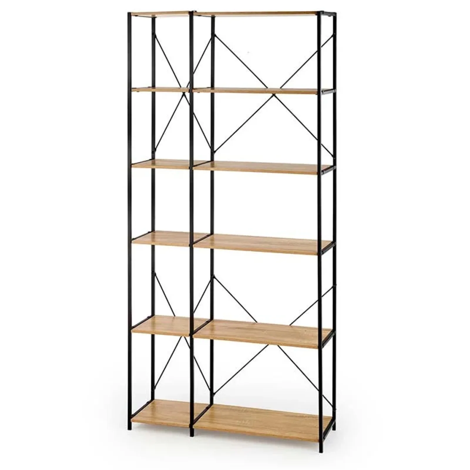 Garnero Arredamenti Librerie Ufficio|Librerie-Libreria 90x190h cm moderna industrial nero rovere sonoma Lorez