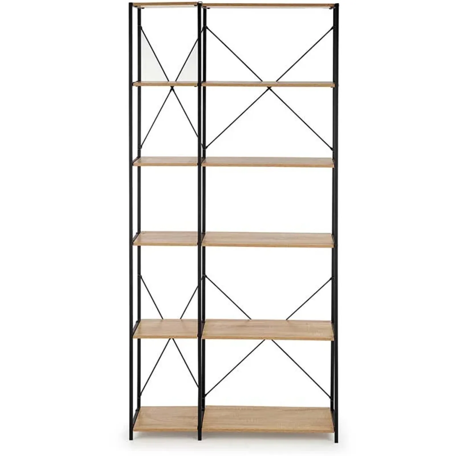 Garnero Arredamenti Librerie Ufficio|Librerie-Libreria 90x190h cm moderna industrial nero rovere sonoma Lorez