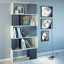 Garnero Arredamenti Librerie Ufficio|Librerie-Libreria 80x183h cm moderna rovere laccato nero Tape Gihome®