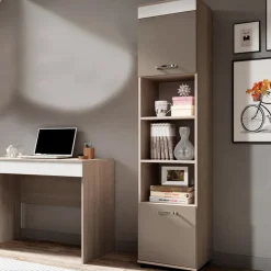 Garnero Arredamenti Librerie Ufficio|Librerie-Libreria 40x183h cm moderna rovere bianco cappuccino Crazy