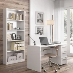 Garnero Arredamenti Librerie Ufficio|Librerie-Libreria 80x201h cm moderna soggiorno bianco opaco Allan