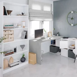 Garnero Arredamenti Librerie Ufficio|Librerie-Libreria 80x201h cm moderna soggiorno bianco opaco Allan