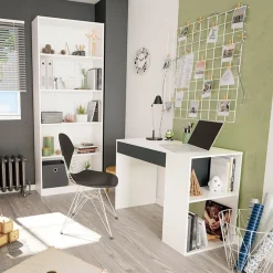 Garnero Arredamenti Librerie Ufficio|Librerie-Libreria 80x201h cm moderna soggiorno bianco opaco Allan