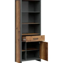 Garnero Arredamenti Librerie|Librerie-Libreria 75x201h cm stile soft rovere scuro nero Urbania
