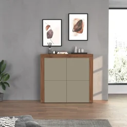 Garnero Arredamenti Credenza Alta|Credenze Moderne-Madia alta moderna 140x130h cm tortora rovere Block Tortora - Rovere