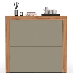Garnero Arredamenti Credenza Alta|Credenze Moderne-Madia alta moderna 140x130h cm tortora rovere Block Tortora - Rovere