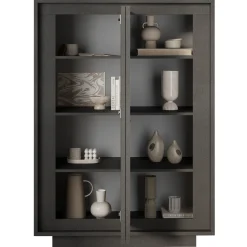 Garnero Arredamenti Credenza Alta|Credenze Moderne-Madia alta 106x171h cm 2 ante Deluxe Antracite