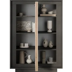 Garnero Arredamenti Credenza Alta|Credenze Moderne-Madia alta 106x171h cm 2 ante antracite rovere chiaro Deluxe Rovere - Antracite