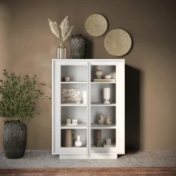 Garnero Arredamenti Credenza Alta|Credenze Moderne-Madia alta 106x171h cm 2 ante Deluxe Bianco Opaco