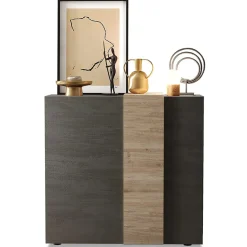 Garnero Arredamenti Credenza Alta|Madie Moderne-Madia alta 121x113h cm 2 ante moderna titanio rovere Universal Antracite - Rovere