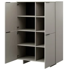 Garnero Arredamenti Credenza Alta|Credenze Moderne-Madia alta 100x145h cm 4 ante soggiorno grigio Stone