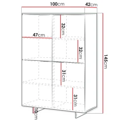 Garnero Arredamenti Credenza Alta|Credenze Moderne-Madia alta 100x145h cm 4 ante soggiorno grigio Stone