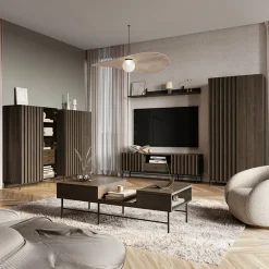 Garnero Arredamenti Credenza Alta-Madia alta 92x144h cm 2 ante wengè Blackwood