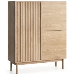 Garnero Arredamenti Credenze Moderne|Madie Moderne-Madia alta 106x130h cm design moderno cannettato rovere Colby