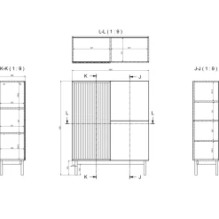 Garnero Arredamenti Credenze Moderne|Madie Moderne-Madia alta 106x130h cm design moderno cannettato rovere Colby