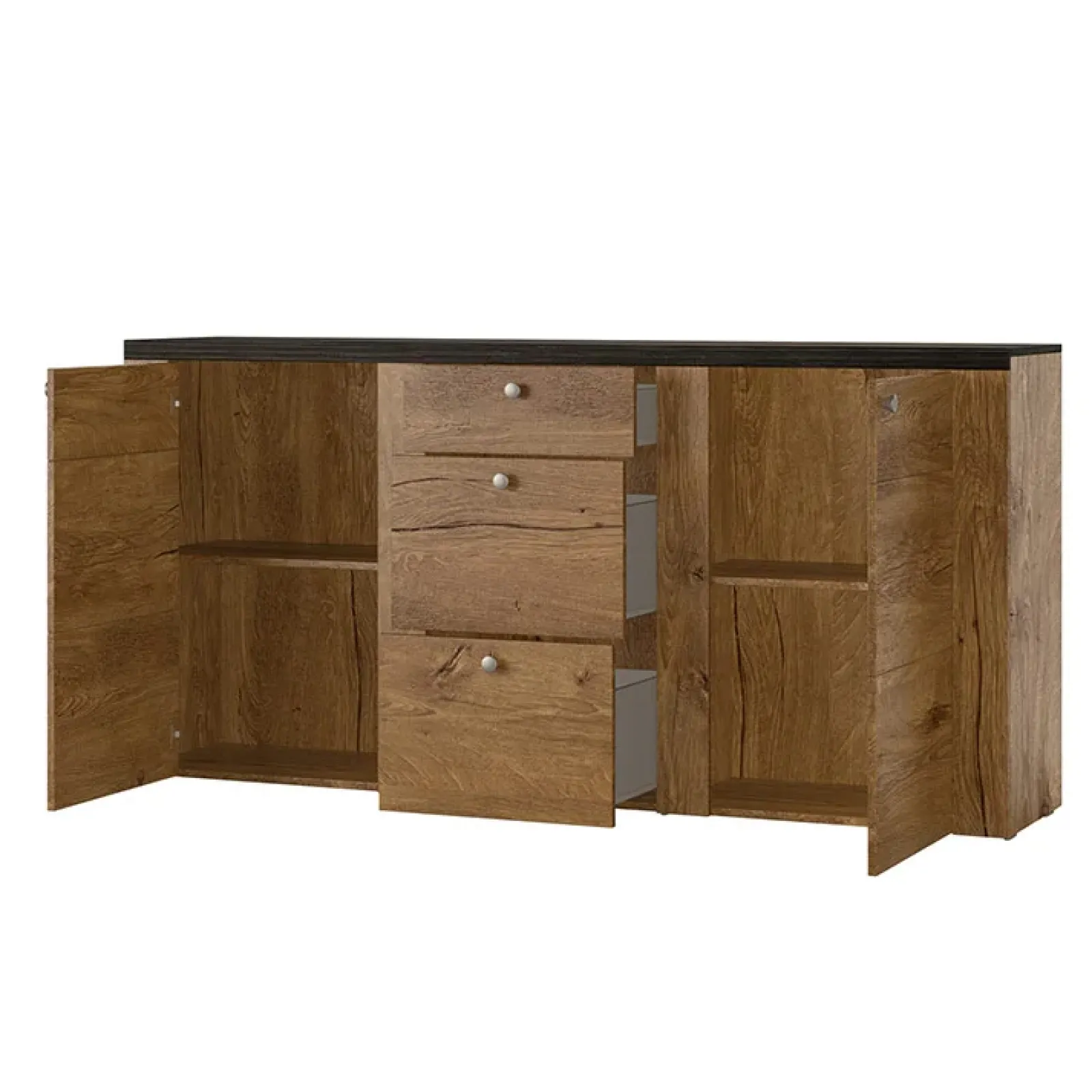 Garnero Arredamenti Credenze Moderne|Madie Moderne-Madia con cassetti 176x85h cm 2 ante quercia rovere grigio Paloma 2 Rovere - Antracite