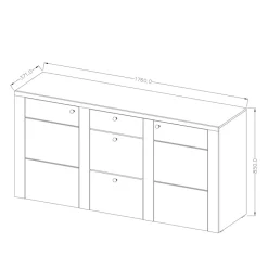 Garnero Arredamenti Credenze Moderne|Madie Moderne-Madia con cassetti 176x85h cm 2 ante quercia rovere grigio Paloma 2 Rovere - Antracite