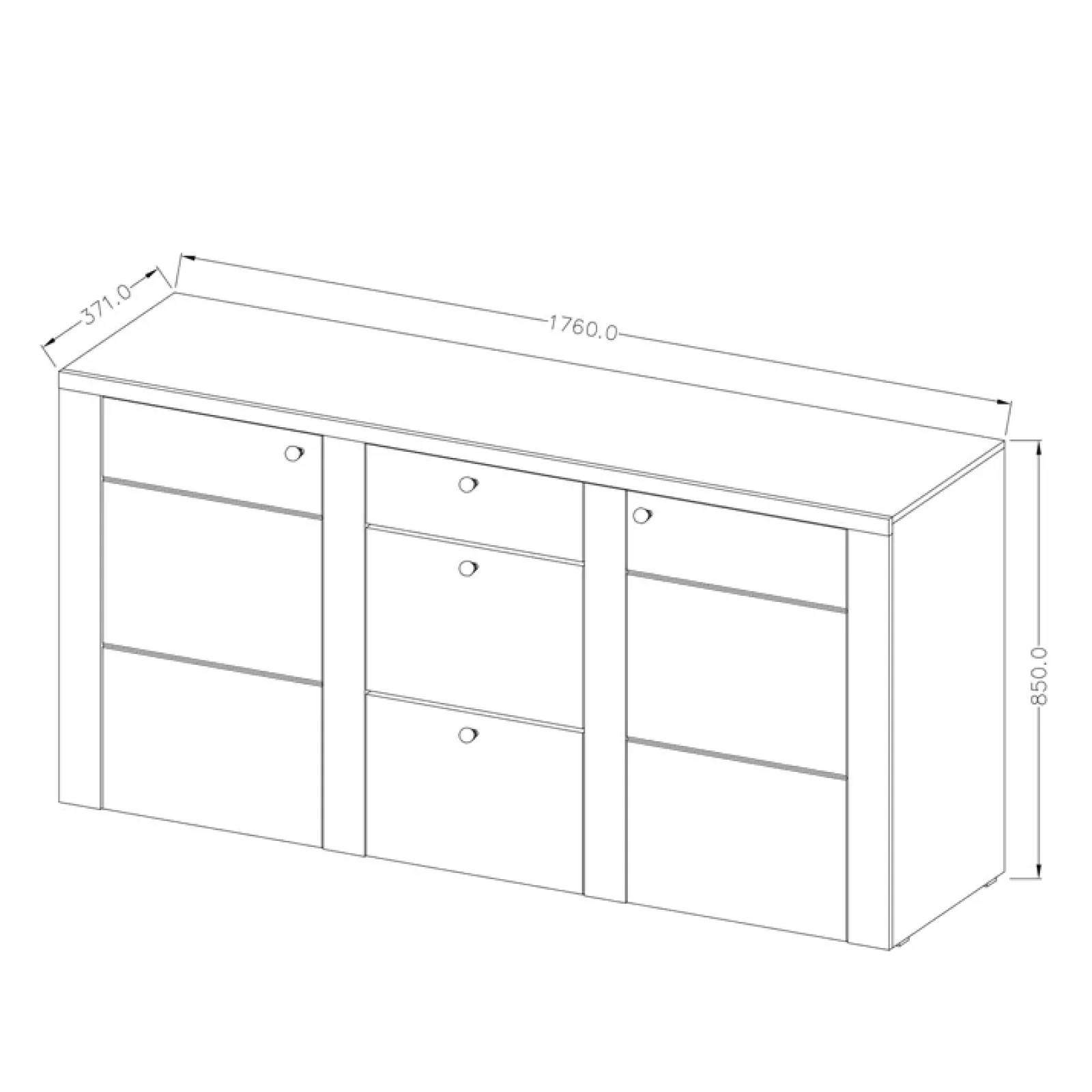 Garnero Arredamenti Credenze Moderne|Madie Moderne-Madia con cassetti 176x85h cm 2 ante quercia rovere grigio Paloma 2 Rovere - Antracite