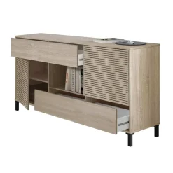 Garnero Arredamenti Credenze Moderne|Madie Moderne-Madia moderna 151x80h cm 2 ante industrial rovere cannettato Lopez