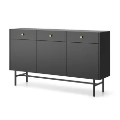 Garnero Arredamenti Credenze Moderne|Madie Moderne-Madia moderna 155x90h cm 3 ante 3 cassetti nero Eterna Nero Opaco
