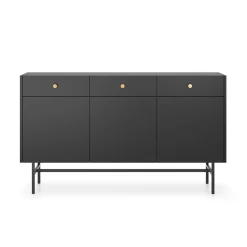 Garnero Arredamenti Credenze Moderne|Madie Moderne-Madia moderna 155x90h cm 3 ante 3 cassetti nero Eterna Nero Opaco