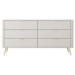 Garnero Arredamenti Cassettiera|Cassettiera-Madia moderna 163x81h cm 6 cassetti moderna cannettato Ramis Beige