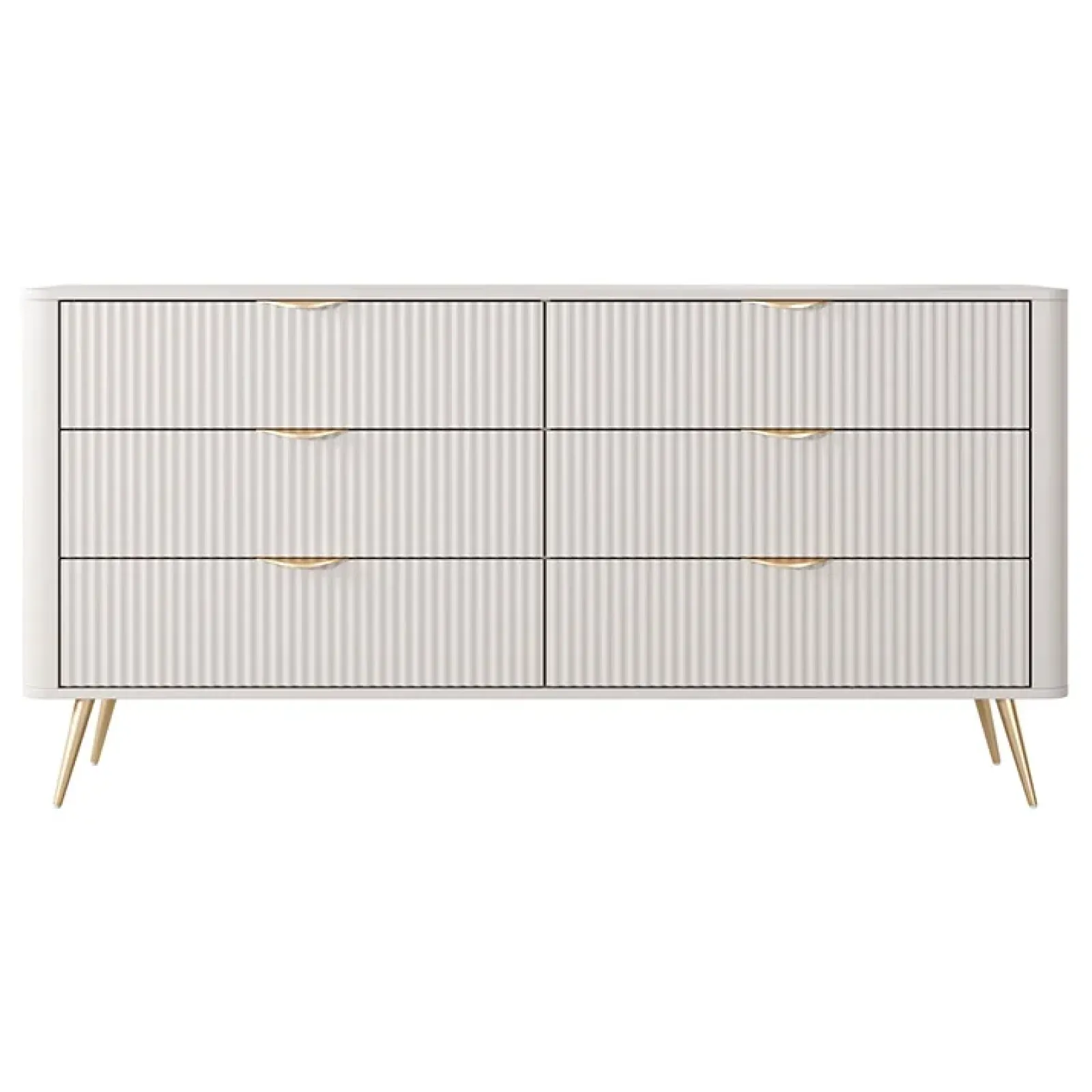 Garnero Arredamenti Cassettiera|Cassettiera-Madia moderna 163x81h cm 6 cassetti moderna cannettato Ramis Beige