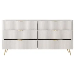 Garnero Arredamenti Cassettiera|Cassettiera-Madia moderna 163x81h cm 6 cassetti moderna cannettato Ramis Beige