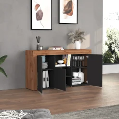 Garnero Arredamenti Credenze Moderne|Madie Moderne-Madia moderna 155x85h cm antracite rovere Block Antracite - Rovere