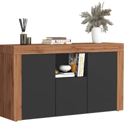 Garnero Arredamenti Credenze Moderne|Madie Moderne-Madia moderna 155x85h cm antracite rovere Block Antracite - Rovere